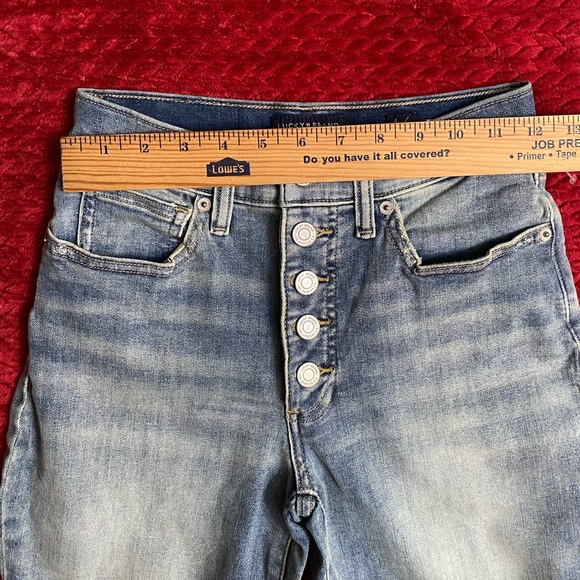 LUCKY BRAND Bridgette high rise lantern dark wash exposed button skinny jeans 4 - Picture 3 of 12